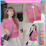 [ÁO CARDIGAN] Cadigan Nữ, Áo Dệt Kim Ngắn Tay Len Mỏng Màu Hồng Siêu Sang Chảnh